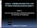 Lec-09 Convert selection logic structure to flowchart pseudocode GE8151 PS PP