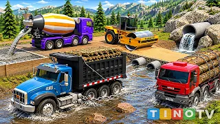 Amazing Construction Truck Rescue Missions 🚧 Road Pit Accidents & Repair Compilation