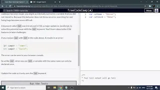 Explore Differences Between the var and let Keywords - Freecodecamp org 9 Basic JavaScript