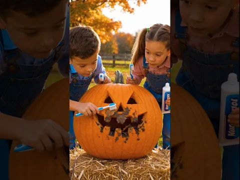 β¨ Kids Turned Their Dirty Pumpkin Into a Sparkling Smile π #pumpkin #shorts