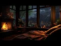 Download Lagu Rainy Night on a Mountain Retreat with Crackling Fireplace \u0026 Thunder for Sleeping