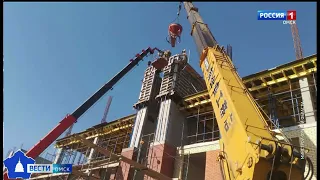 Строящаяся школа в Исилькуле выросла ещё на один этаж