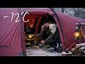 Lagu -12°C Hete Tent in het Bos — Kleine Schuilplaats, Alleen Houtkachel, Met Mijn Hond
