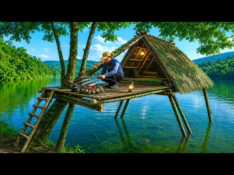 Building a Tree Shelter by a Wild Lake | Solo Bushcraft Survival