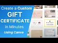 How to Make a Custom GIFT CERTIFICATE for FREE Using Canva 2000 Templates