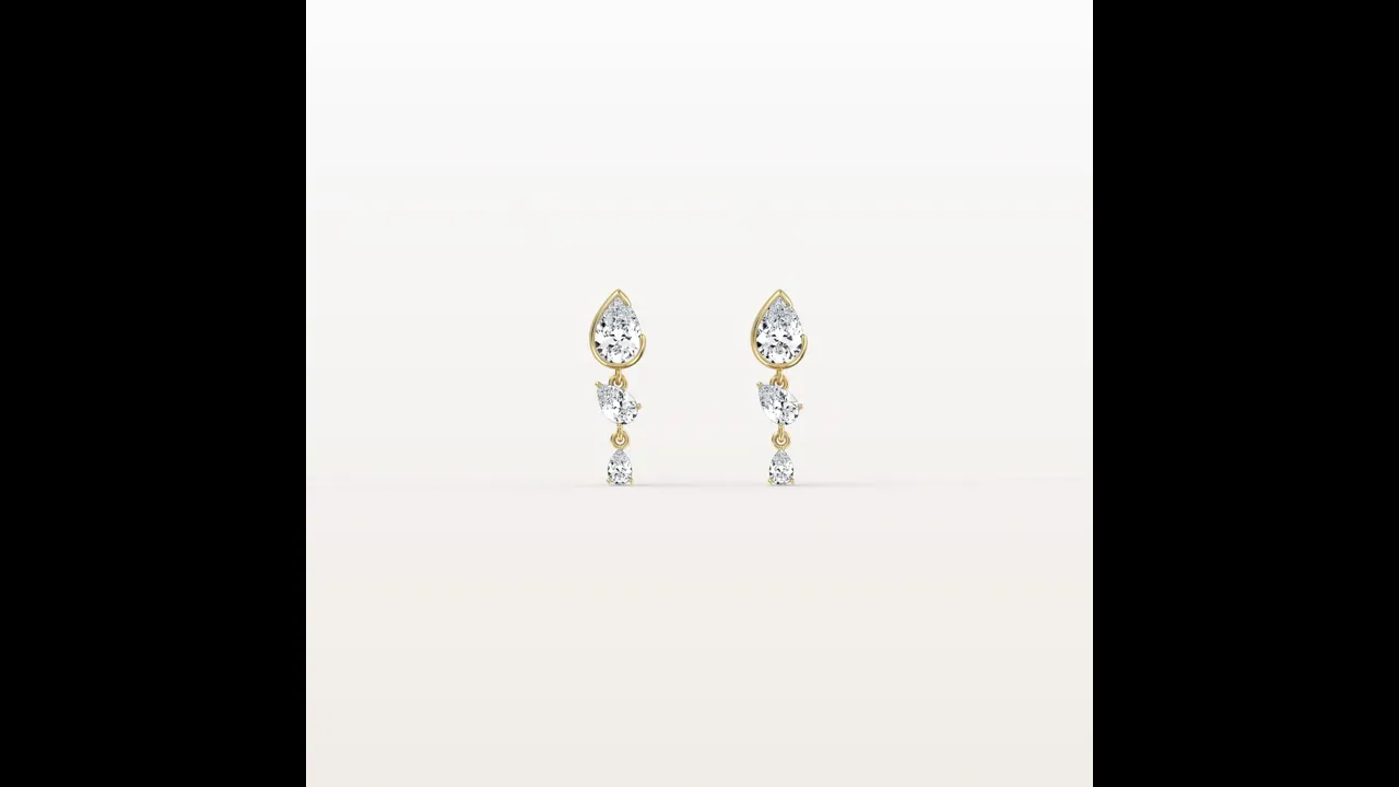 Triple Pear Lab-Grown Diamond Drop Earrings in 14K Solid Gold/Platinum