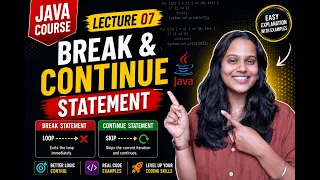 Java Course for Beginners Lecture 07 - Break Continue Statements in Java Hindi