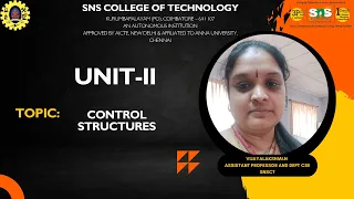 Control structures OOPS IN JAVA SNS Institutions