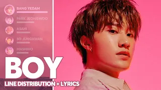treasure boy line distribution lyrics color coded 