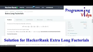 Factorial of a Large Number Extra Long Factorials HackerRank Algorithms in Hindi
