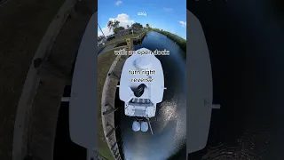 With an open dock turn right reverse