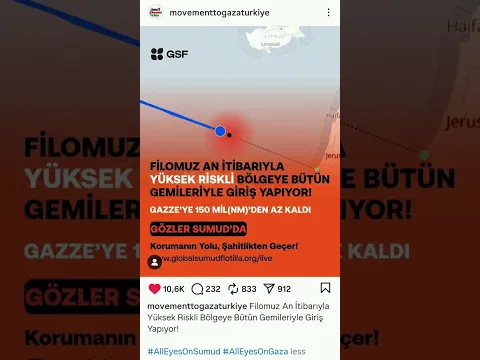Sumud Filosu yüksek riskli bölgeye giriş yaptı. Dualarınızı eksik etmeyin gardaşlar. #özgürfilistin