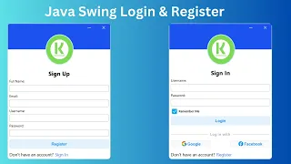 Modern Login Register Form in Java Swing Custom UI Design