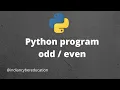 python odd even program in Hindi python programs