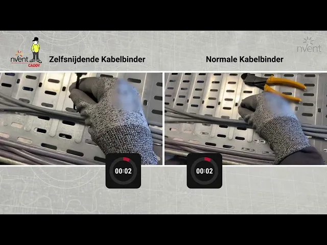 nVent CADDY Zelfsnijdende Kabelbinder - Vergelijkingsvideo