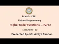 Python Programming Higher Order Functions Part-2 AKTU Digital Education