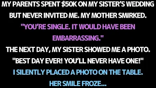 My parents spent $50k on my sister’s wedding but didn’t invite me. Then I showed her a photo.