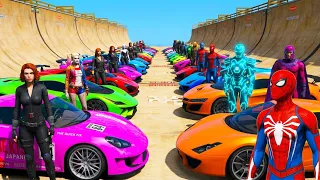 Novos Carros Homem-Aranha e Amigos Heroes! New Cars and Spiderman Ramps Double Skill Сhallenge GTA 5