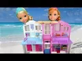 BEACH HOUSE Elsa Anna toddlers visit Barbie s Ocean Home - Water fun
