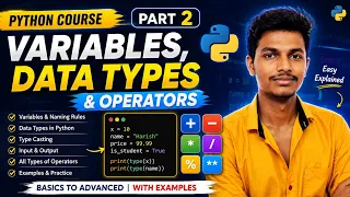 Python Tutorial Part 2 Variables Data Types Operators with Examples Python for Beginners