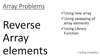 Array - 49 Reverse array elements Using new array Using Swapping elements Using Library Func