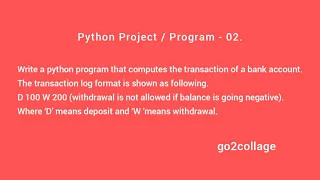 EP 02 Language Python Program Project I go2collage