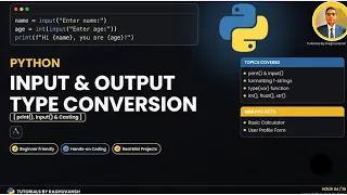 Python Tutorial Input Output Type Conversion print input Casting