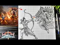Dussehra Drawing Outline Ravan Vadh Drawing Lord Ram Killing Ravan Drawing Step By Step Tutorial