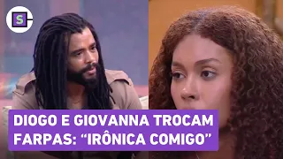 Diogo e Giovanna conversam e trocam algumas farpas: "Você é irônica comigo"