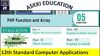 12th Computer Applications Chapter 5 PHP Function Array - Book back Answers English Medium