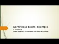 Analysis of Continuous Beam - Consistent Deformation Method