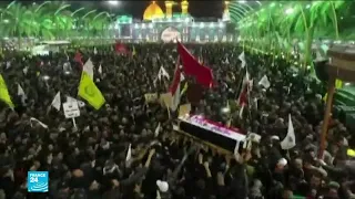 صور من تشييع سليماني وأبو مهدي المهندس ورفاقهم في العراق 