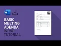 Basic Meeting Agenda Template Microsoft Word Tutorial FREE DOWNLOAD