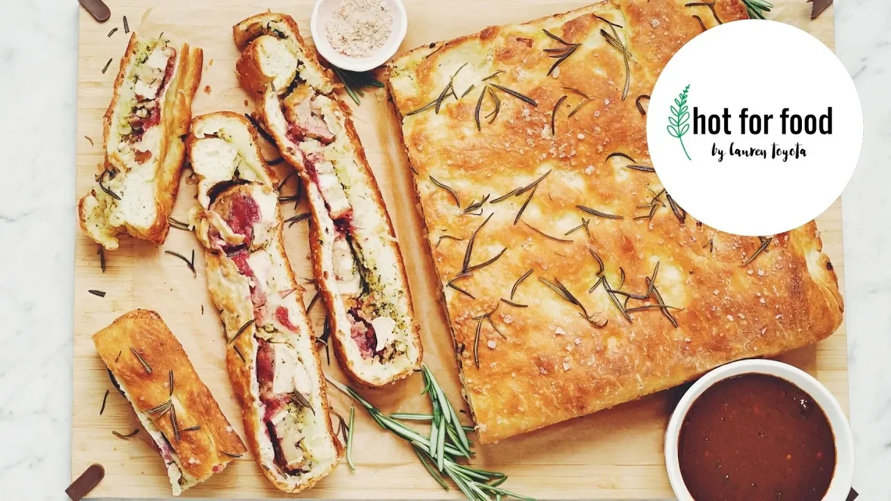 vegan stuffed holiday leftover focaccia   hot for food