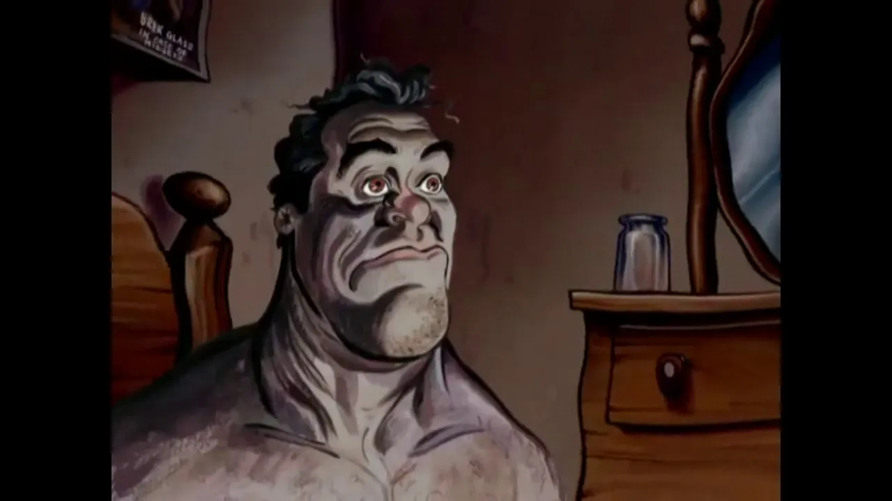ren and stimpy waking up scene but with a twist