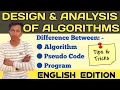 Difference between Algorithm Pseudo Code and Program Deep Explanation with Examples Hindi Edition
