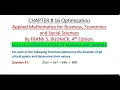 Ch 16 Ex 16 2 Optimization Q 1 Location nature of Critical Points Business Math-II Frank Budnick