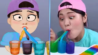 Mukbang ASMR rainbow frozen Nik L Nip color food mukbang  DONA 도나 animation