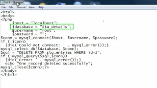 PHP Lab Program 9 Deleting a record from database table