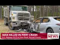 Driver dies after fiery crash on Highway 24-27 in Harnett County