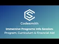 Codesmith Information Session Software Engineering Immersive Programs