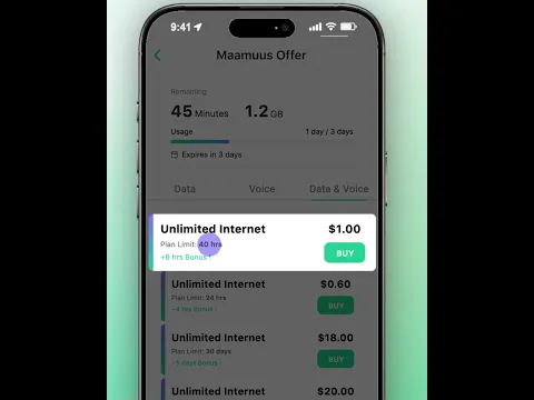 Maamuus Offer u gaar ah Waafi App