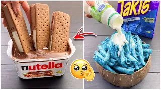 جربت طبخات فنانة من التيك توك تاكيز ازرق مع لبن 