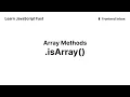 isArray - Array Methods