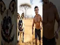 Download Lagu Modern Man Runs Alongside African Wild Dog in Savanna
