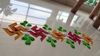 Simple & Beautiful Swastik Rangoli 🌸 | Day 27/100 | Rangoli Challenge #Shorts