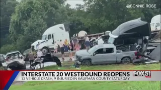 9 hospitalized after 13-vehicle crash on I20 in Kaufman County