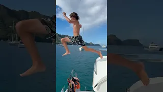 Kid Jumps Off the Top of Our Sailboat! 🤯⛵