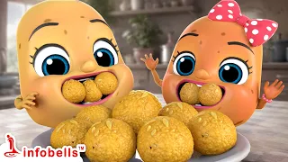 গোল গোল লাড্ডু - Aloo Kachaloo Sibling Sharing | Bengali Rhymes & Cartoons | Infobells #golgol