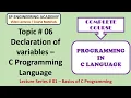 06 Declaration of variables C Programming Language